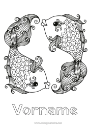 Malvorlage anpassen Tier Fisch Sternzeichen Meeres- Oder Wasserlebewesen Sternzeichen