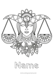 Free coloring Zentangle Astrological sign Zodiac signs