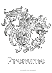 Pagină de colorat personalizată Zentangle Semn Zodiacal Semnele Zodiacului