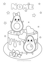 Colorare per personalizzare Torta Cuore Kawaii Stelle Avocado Torta Di Compleanno