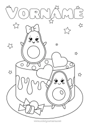 Malvorlage anpassen Kuchen Herz Kawaii Sterne Anwalt Geburtstagskuchen