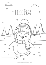 Kolorowanka do personalizacji śnieg Zima Pingwin, pingwin cesarski Ptaki i latające ssaki Szalik Czapka zimowa