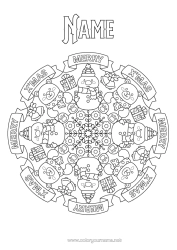 Colouring to customise Gifts Reindeer Snowman Mandala Christmas Forest Animals
