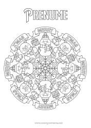 Pagină de colorat personalizată Cadouri Ren Om de zăpadă Mandala Crăciun Animale din pădure