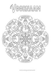 Kleurplaat aanpassen Cadeaus Rendier Sneeuwpop Mandala Kerstmis Bosdieren