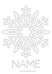 Free coloring Snow Winter Children's activities Snowflakes Trace and color