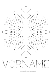 Kostenlose Malvorlage Schnee Winter Kinderaktivitäten Schneeflocken Spur und Male