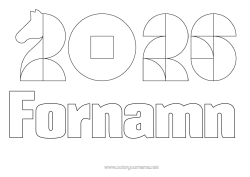 Färgläggningssida att anpassa Häst Kinesiskt Nyår Gårdsdjur 2026