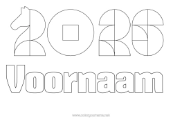 Kleurplaat aanpassen Paard Chinees Nieuwjaar Boerderijdieren 2026