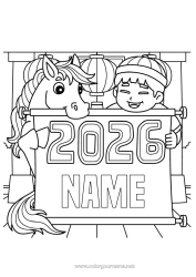 Colouring to customise Horse Chinese New Year Farm Animals 2026