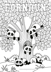 Fargeleggingssiden å tilpasse Rolig Og Zen Dyr Panda Tre Komplekse Fargelegginger Zentangle Andre Dyr I Verden
