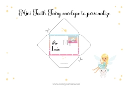 Kolorowanka za darmo Ząb mleczny Zębowy wróżek Zwierzę List od Zębowej Wróżki Koperta Koperta do druku