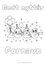 Fargeleggingssiden å tilpasse Ballonger Godt Nyttår 2026