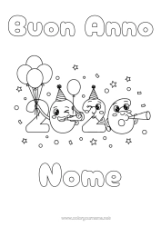 Colorare per personalizzare Palloncini Buon Anno 2026