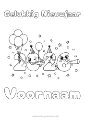 Gratis tekening Ballonnen Gelukkig Nieuwjaar 2026