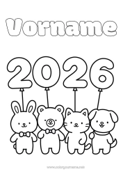 Kostenlose Zeichnung Kawaii Frohes Neues Jahr Tier 2026