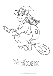 Coloriage à personnaliser Sorcière Épiphanie Befana