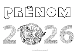 Coloriage gratuit Cheval Zentangle Animaux de la ferme 2026