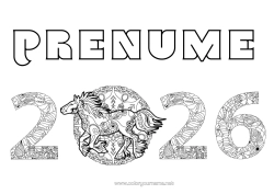 Pagină de colorat gratuită Cal Zentangle Animale de fermă 2026