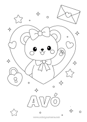 Desenho grátis Coração Kawaii Animal Filhote de urso Animais da floresta