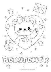 Gratis farvelægning Hjerte Kawaii Dyr Bjørneunge Skovens dyr