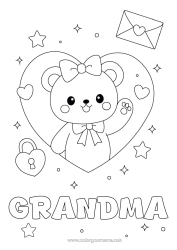 Free coloring Heart Kawaii Animal Teddy Bear Forest animals