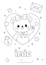 Rysunek za darmo Serce Uroczy Niedźwiadek Zwierzęta leśne