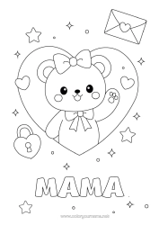 Kostenlose Malvorlage Herz Kawaii Tier Teddybär Waldtiere