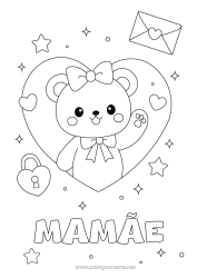 Desenho grátis Coração Kawaii Animal Filhote de urso Animais da floresta