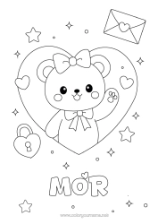 Gratis farvelægning Hjerte Kawaii Dyr Bjørneunge Skovens dyr