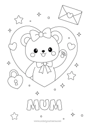 Free colouring Heart Cute Animal Teddy bear Forest animals