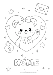 Colorare per personalizzare Cuore Kawaii Orsetto Animali della foresta