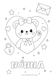 Colorazione gratuita Cuore Kawaii Animale Orsetto Animali della foresta