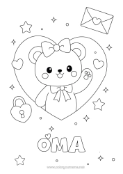 Kostenlose Malvorlage Herz Kawaii Tier Teddybär Waldtiere