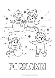 Gratis teckning Snö Vinter Snögubbe Barn Snöflingor