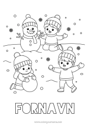Gratis tegning Sne Vinter Snemand Barn Snefnug