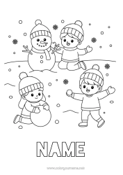 Free coloring Snow Winter Snowman Child Snowflakes