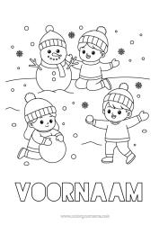Gratis kleurplaat Sneeuw Winter Sneeuwpop Kind Sneeuwvlokken