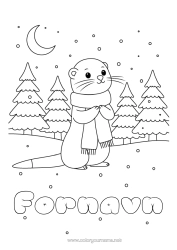 Gratis fargelegging Snø Vinter Marin eller akvatisk dyr Skjerf Lodde