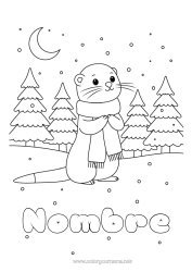 Colorear para personalizar Nieve Invierno Animales marinos o acuáticos Bufanda Nutria