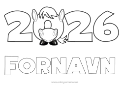 Gratis fargelegging Hest Kinesisk nyttår Gårdsdyr 2026