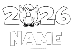 Colouring to customise Horse Chinese New Year Farm Animals 2026