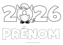 Coloriage gratuit Cheval Nouvel An chinois Animaux de la ferme 2026