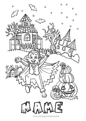 Free colouring Vampire Pumpkin Halloween