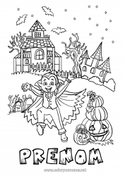 Coloriage gratuit Vampire Citrouille Halloween