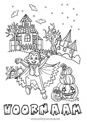 Gratis kleurplaat Vampier Pompoen Halloween