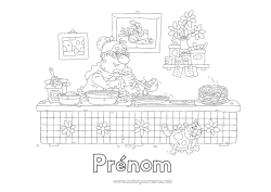 Coloriage à personnaliser Mamie Chandeleur Crêpes Cuisine