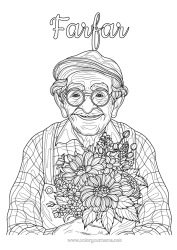 Gratis färgläggning Blommor Farfar Marguerite Komplexa målarbilder Bukett