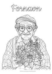 Gratis tegning Blomster Bestefar Margrethe Komplekse fargelegginger Bukett