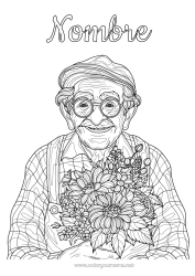 Colorear para personalizar Flores Abuelo Margarita Dibujos complejos para colorear Ramillete